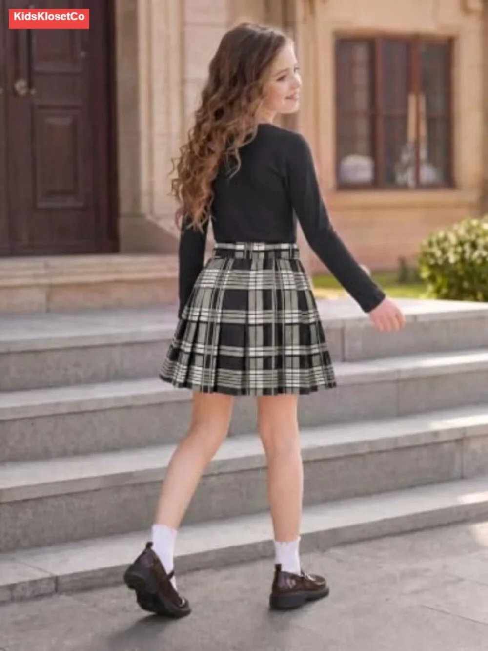 Girls Slim Fit Shirt and Pleated Skirt Set School Uniform 5-14Y